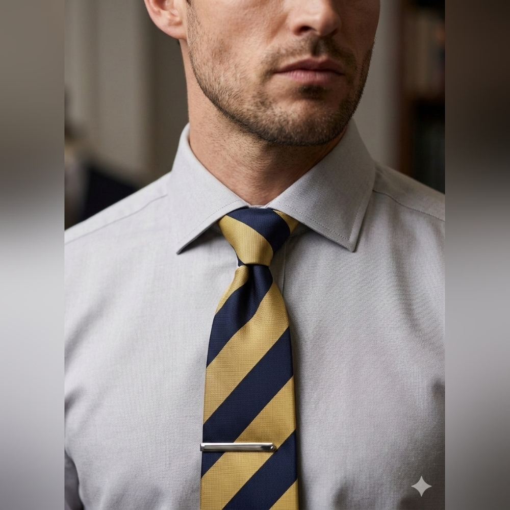 Boss By Hugo Boss Blue and Gold Striped Tie